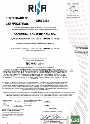 Certificação ISO 45001:2018