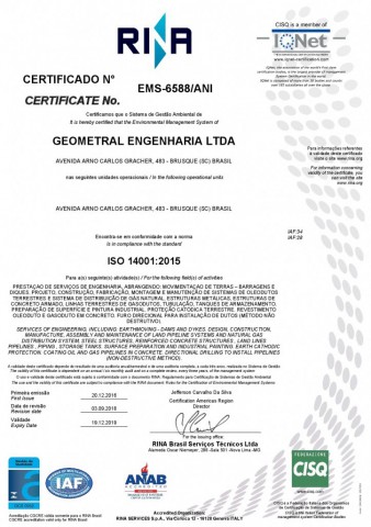 Certifica��o ISO 14001:2015
